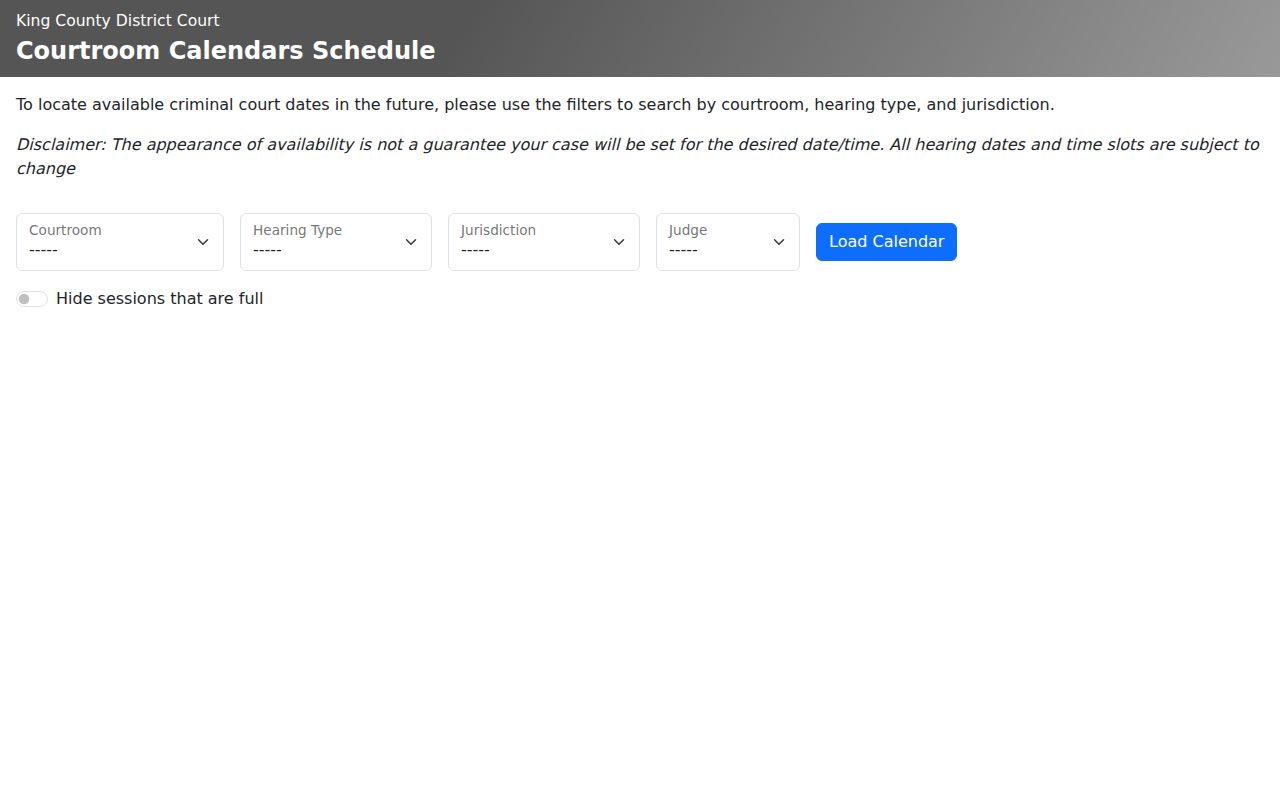 King County court date availability controls for District Court