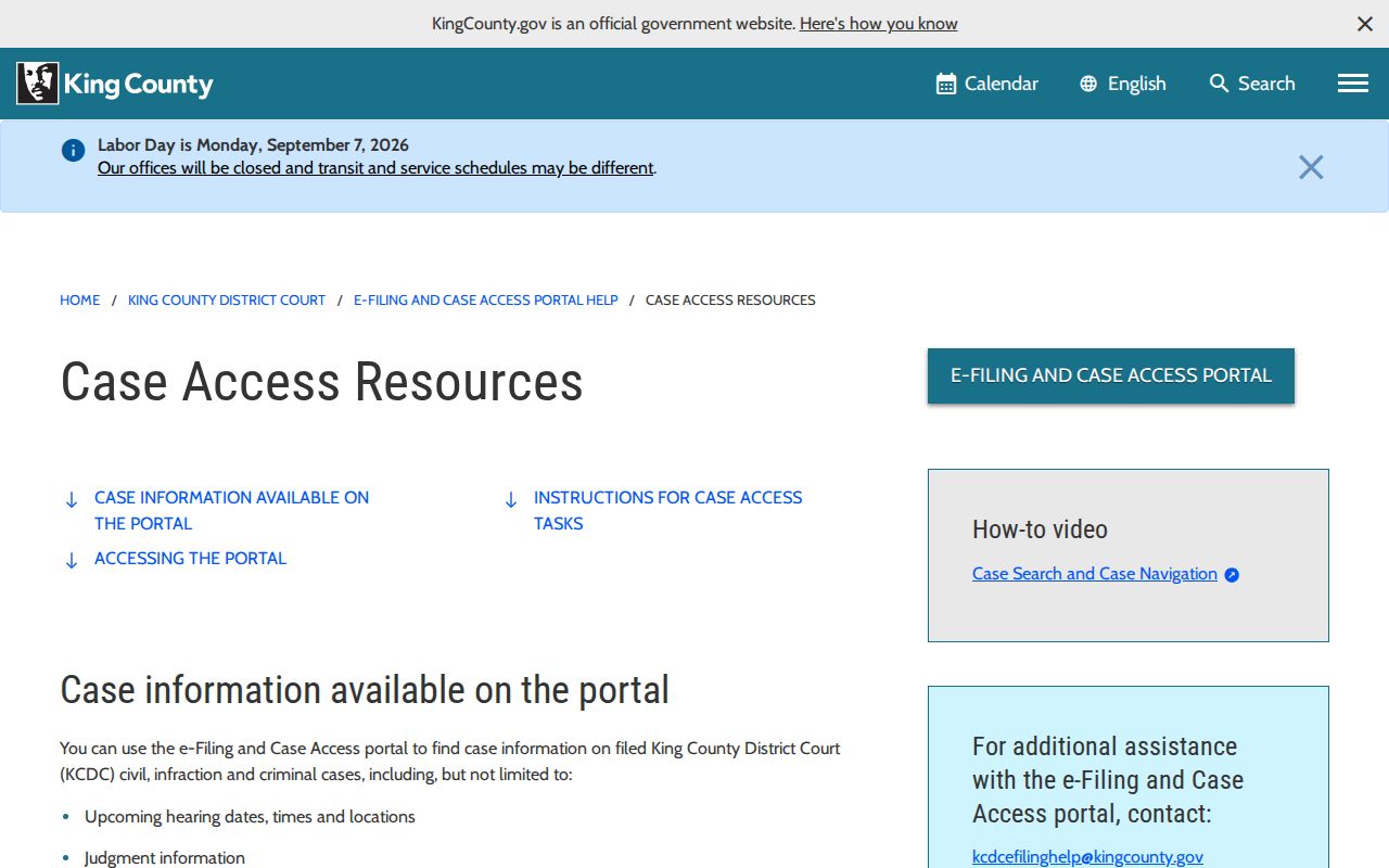 King County court record access options from District Court