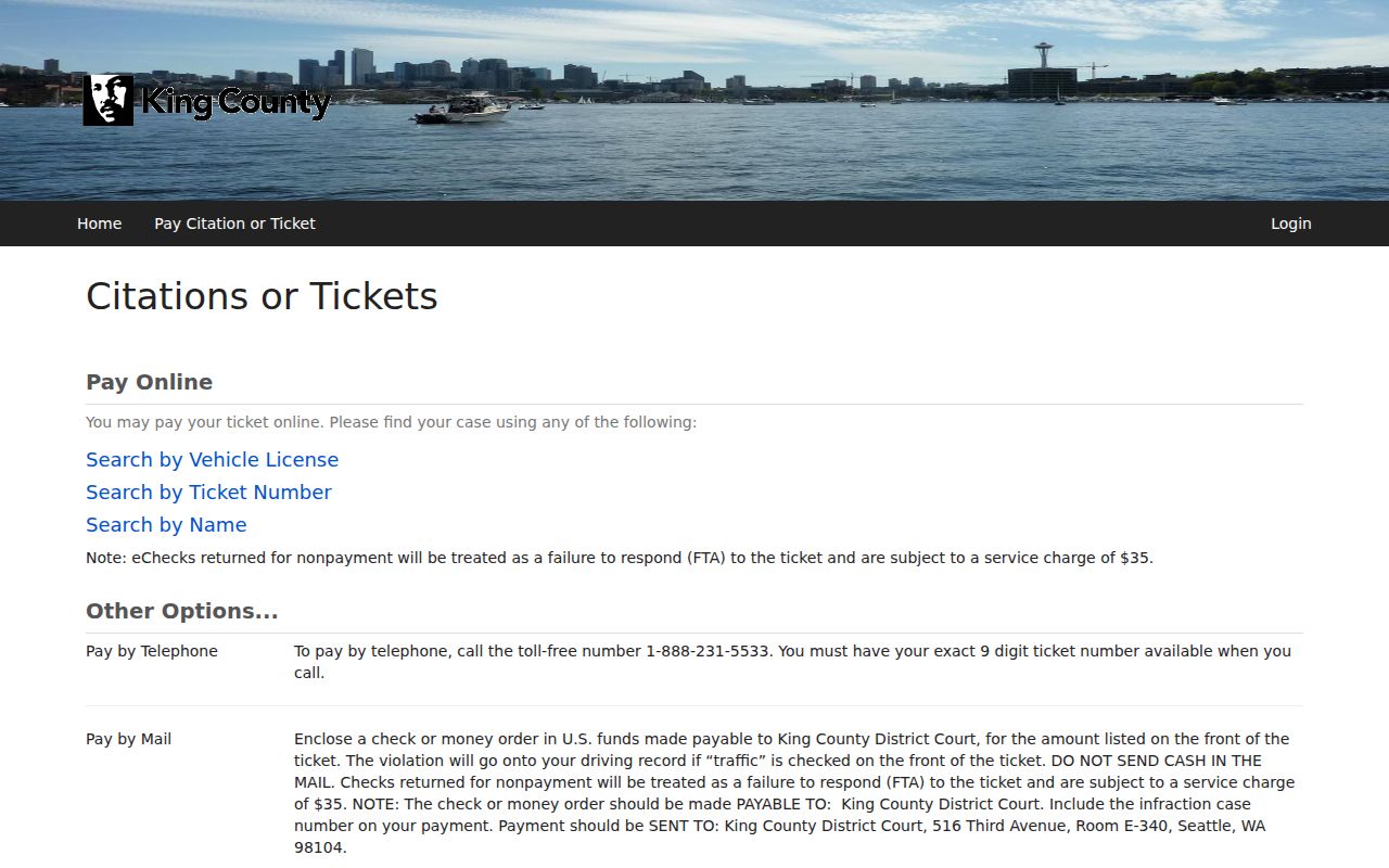 King County traffic ticket WebHearing portal