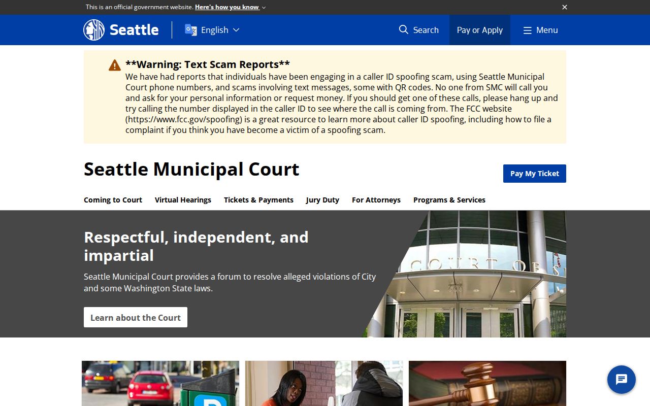 Seattle court docket Municipal Court home page