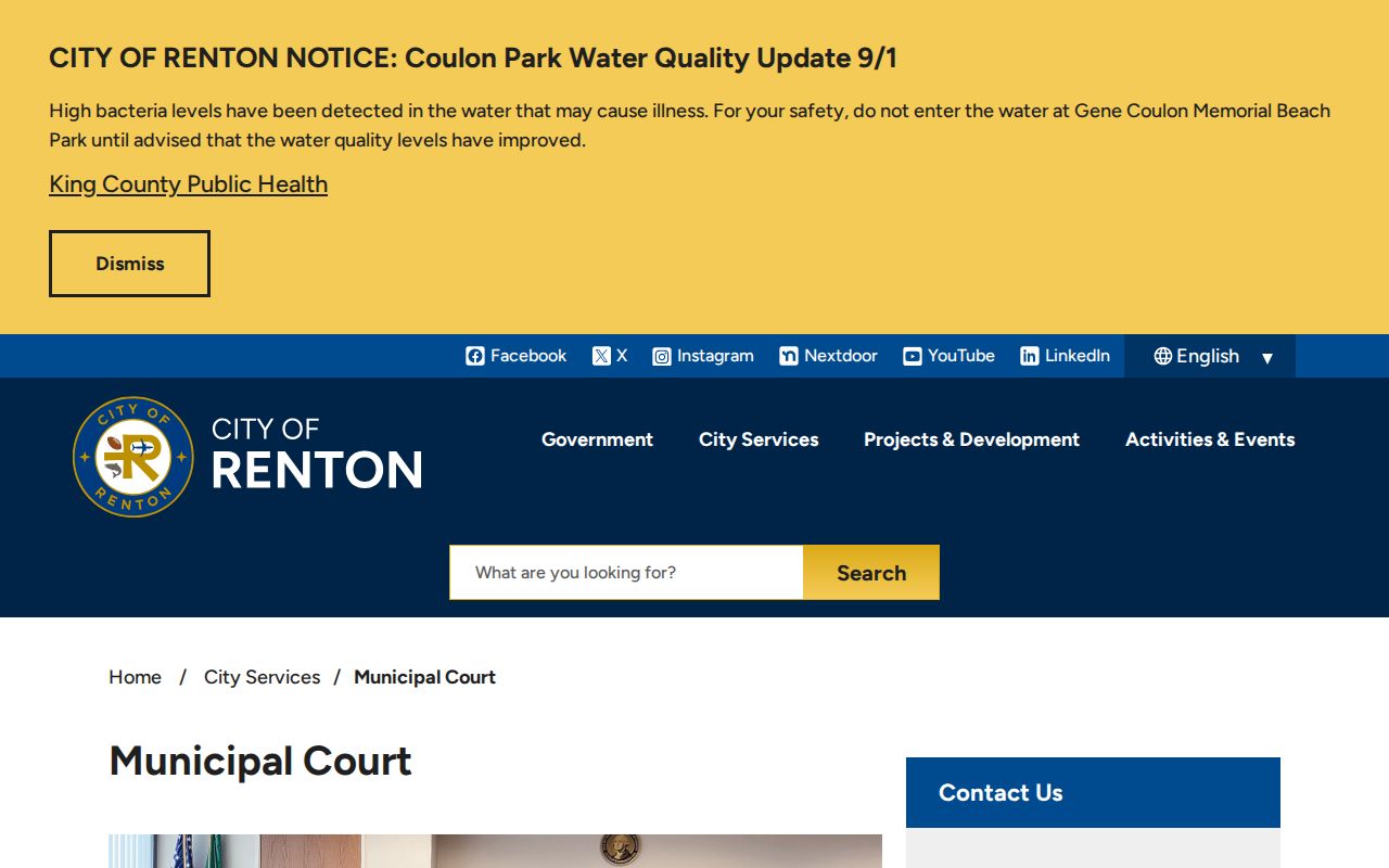 Renton court docket and municipal records request information